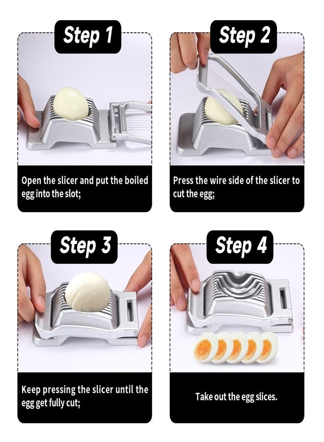 KABUDA 2 Packs Egg Slicer,Strawberry Slicers, Stainless Steel Wire Egg Slicer for Hard Boiled Eggs, Heavy Duty Aluminum Base Metal Egg Cutter for Egg Strawberry Soft Fruit & Food, Dishwasher Safe - Image 5
